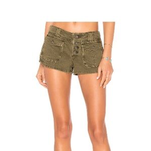 Free People Cora Button Front Short color Moss size 25